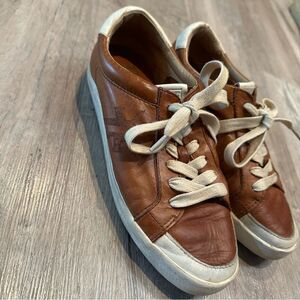 Frye Brown Leather Women's Sneakers with White Details